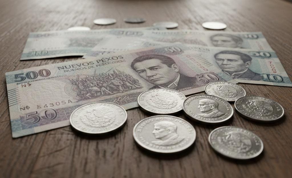 Image placeholder: Historical Mexican currency or financial imagery from the 1990s