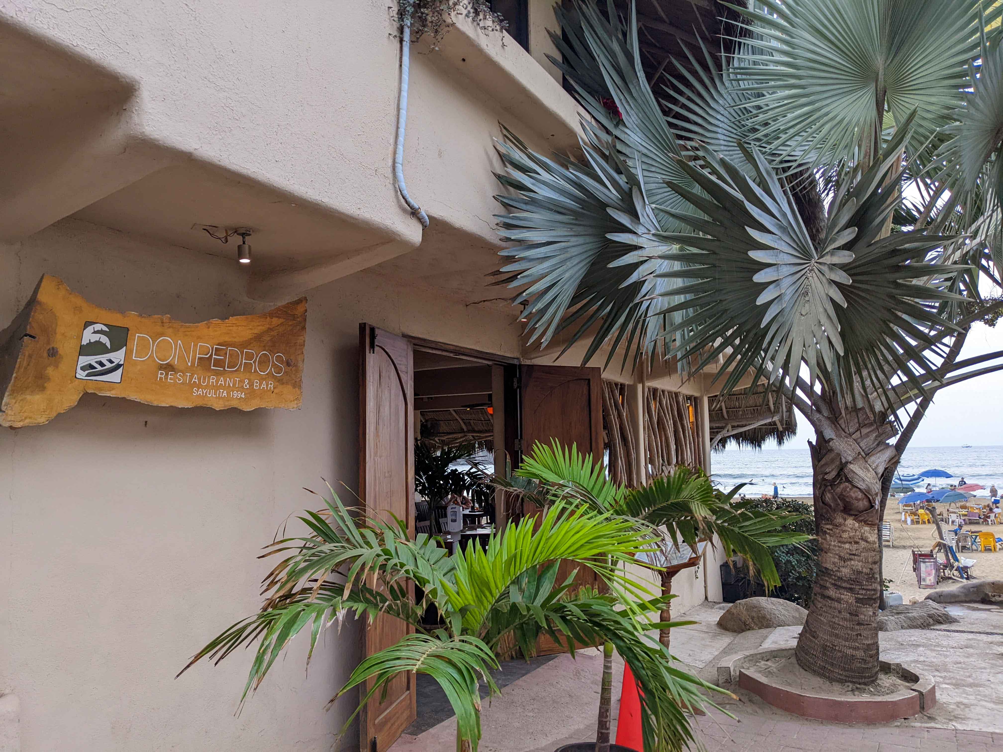 Facade of Don Pedros restaurant in Sayulita next to the beach